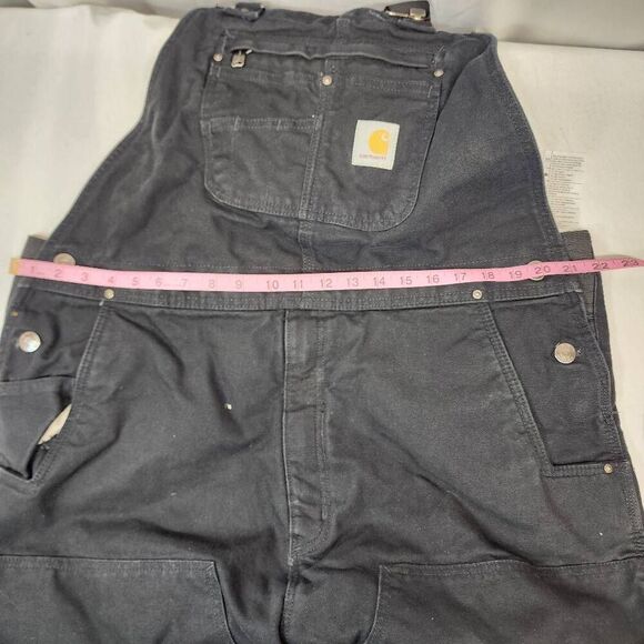 Carhartt Men's Washed Duck Insulated Bib Overall Size XL Black Heavyweight - Picture 3 of 8